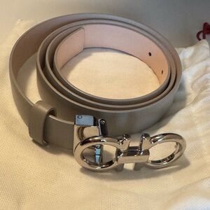 Salvatore Ferragamo Gray Belt with Silver Buckle